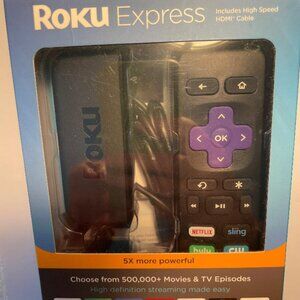 Roku Express HD Media Streamer Model 3900RW Black New Open Box Fast Ship